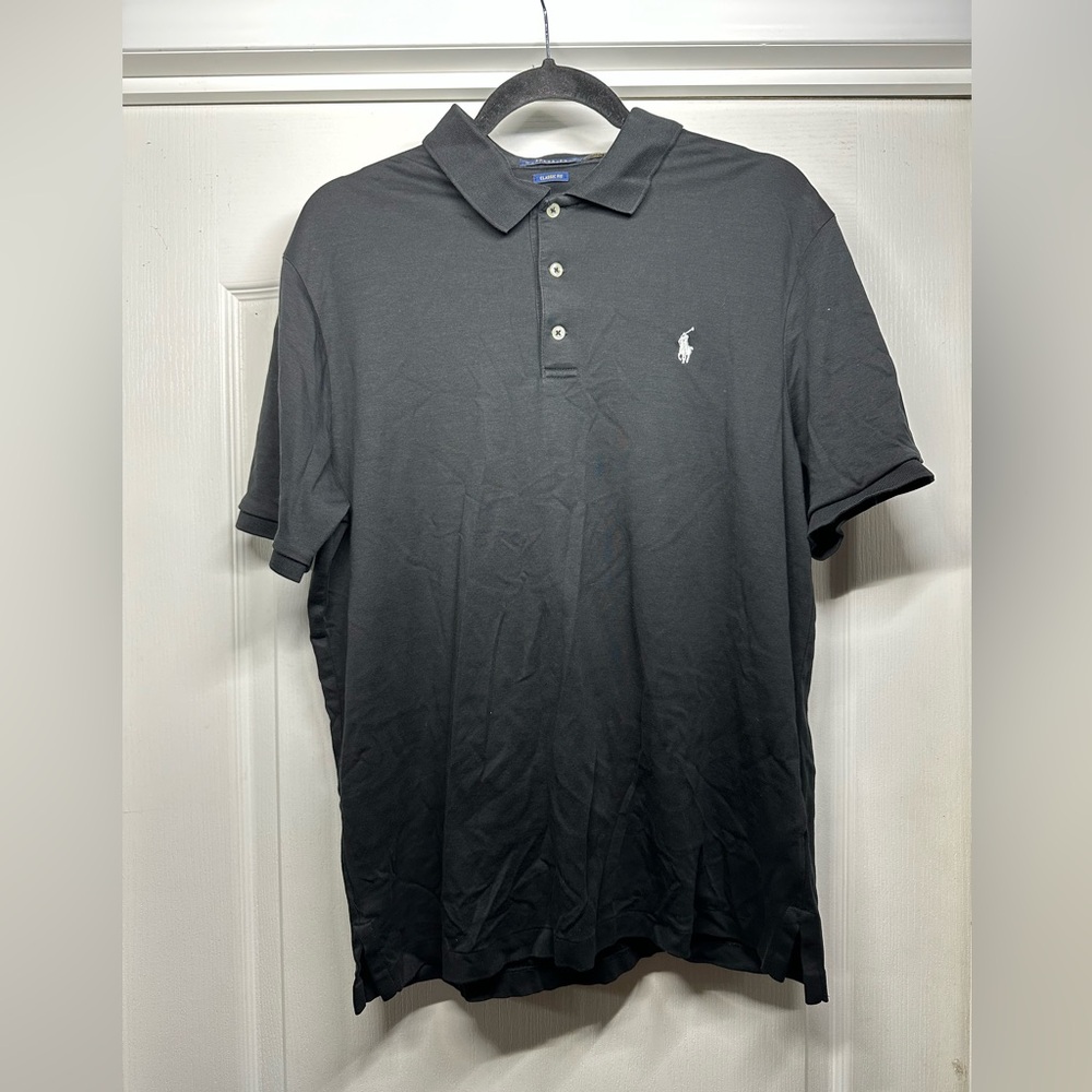 Polo Ralph Lauren Men's Black with White Pony Polo Shirt Classic Fit size Large